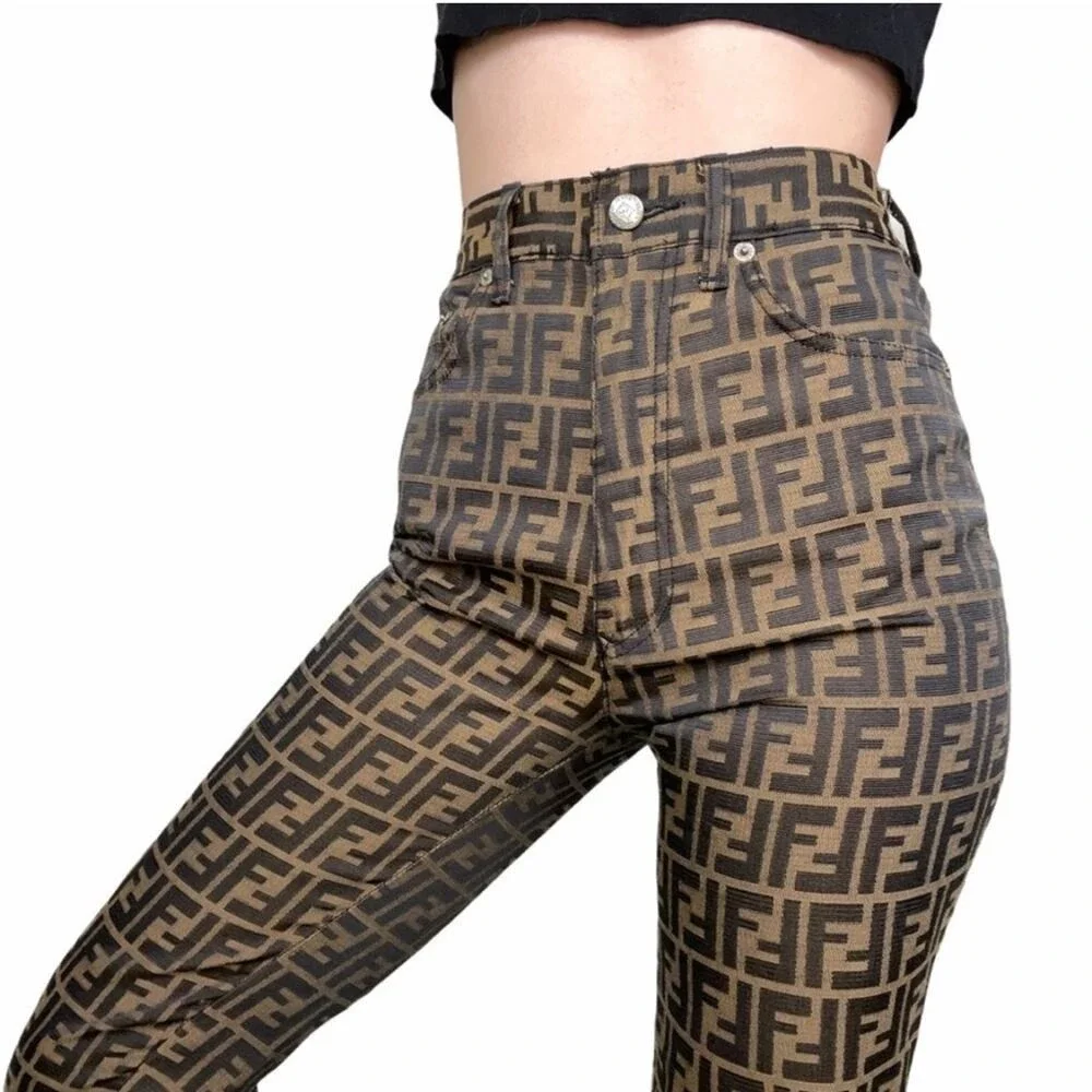 Authentic vintage Fendi Zucca Print Monogram Jeans Pants 27